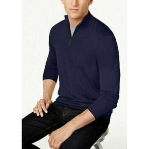 CLUBROOM Mens Navy Quarter-Zip Pullover Sweater XXL